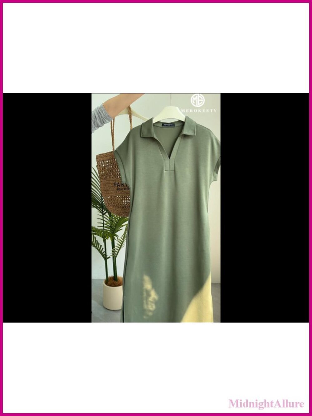 Women's Casual Maxi Dress V Neck Cap Sleeve Collared Beach Vacation T Shirt - Picture 6 of 6